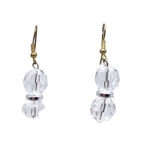 Clear Acrylic Beaded Dangles Earrings Faceted Beads Simple Everyday Jewelry